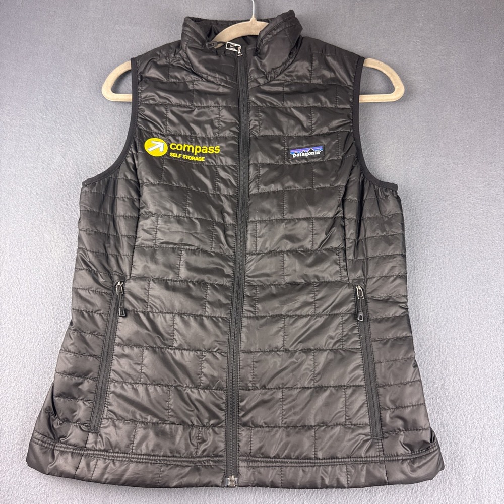Patagonia Nano Puff Vest Women's S Black Primaloft Insulated Compass Logo Gorp